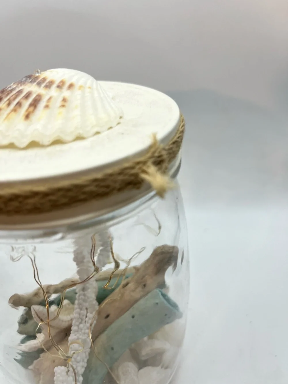 Vintage Seaside Jar Lantern - Cream & Natural Home Holiday Decor
